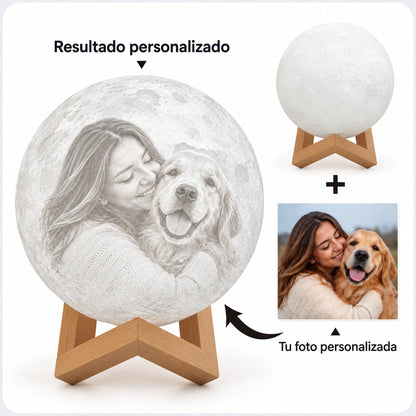 Resultado personalizado: tu foto convertida en relieve sobre la luna, mando incluido